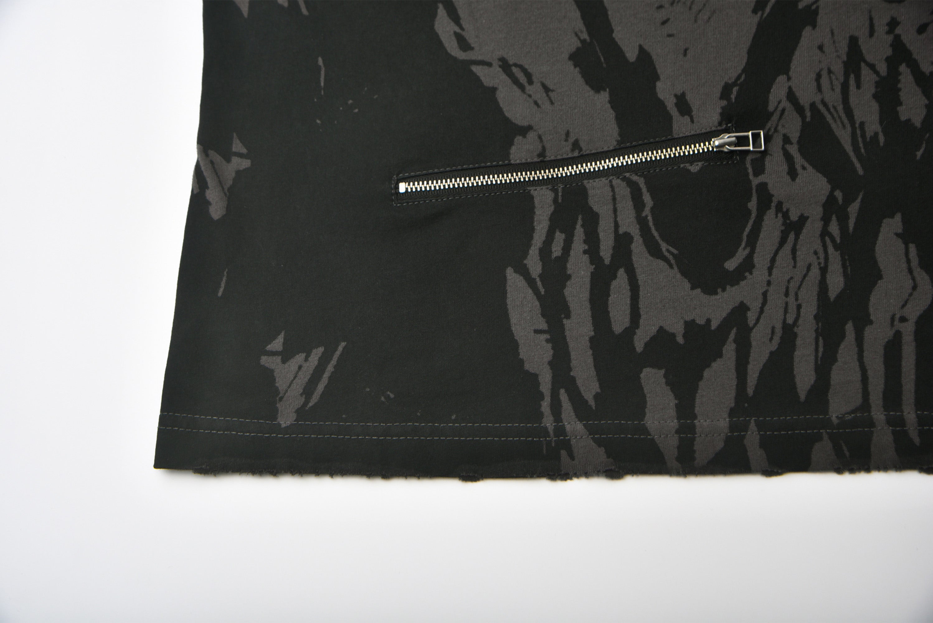 VENTUREK Washed Horror Graphic Layered Multi-Zip Tee, premium urban and streetwear designers apparel on PROJECTISR.com, VENTUREK