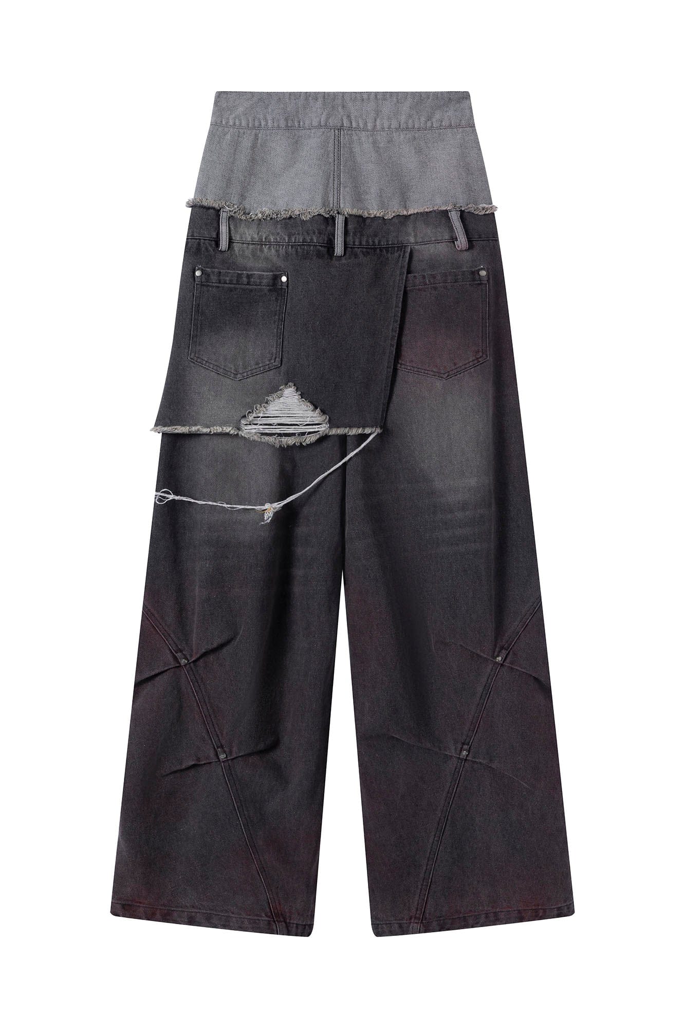 CESTNOUS Distressed Folded Double Waist Jeans