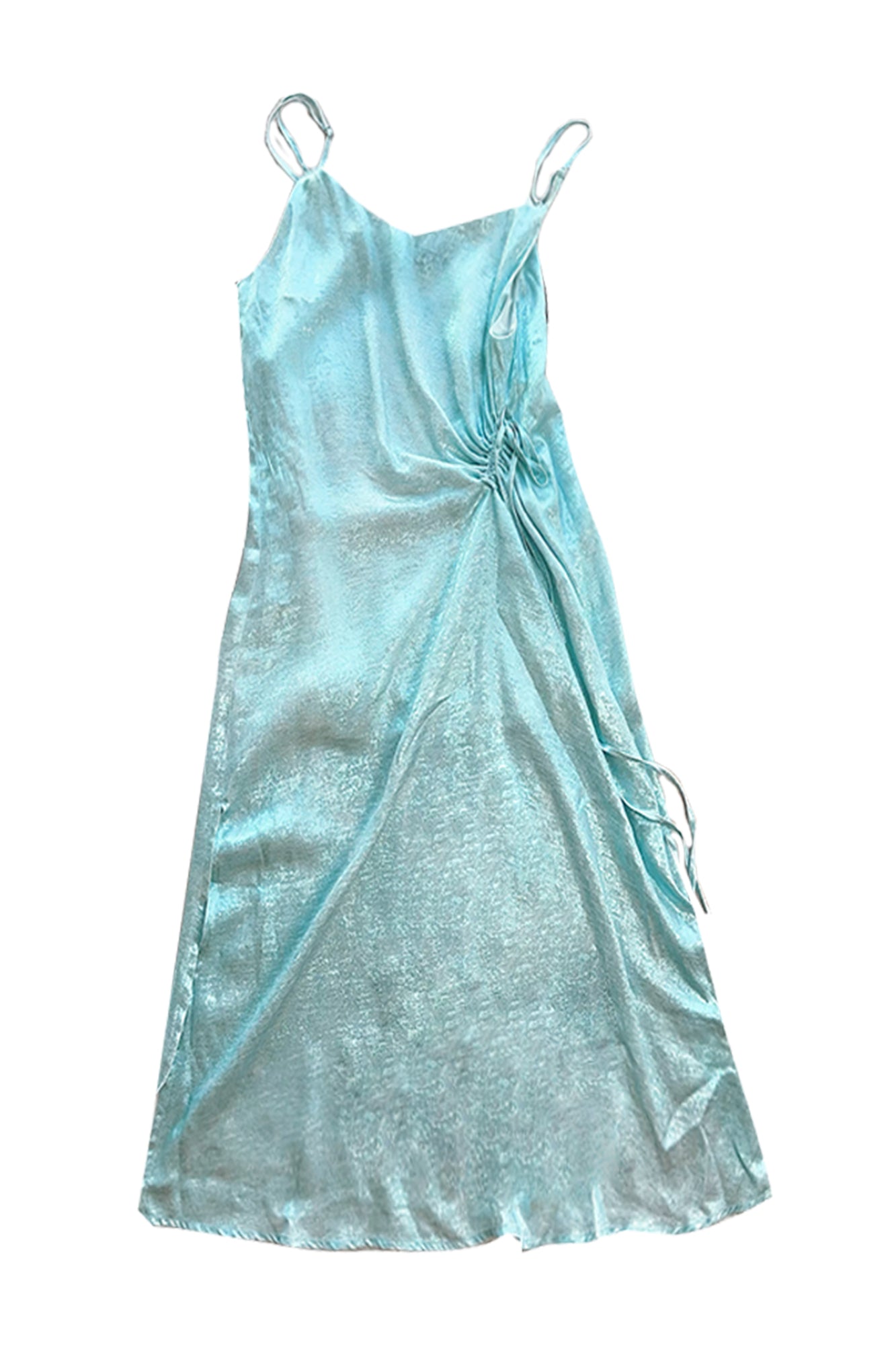 NOPMOB Satin Drawstring Ruched Slip Dress