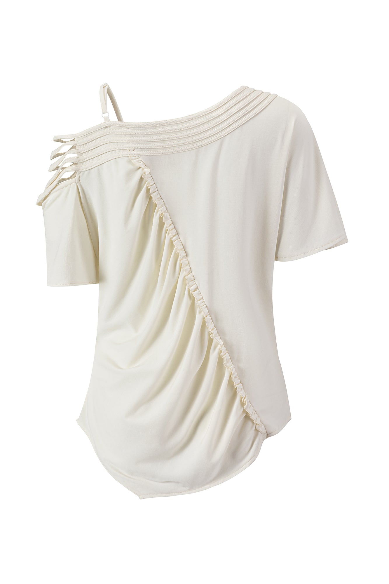 CESTNOUS Asymmetrical Studded Multi-Strap Graphic T-Shirt