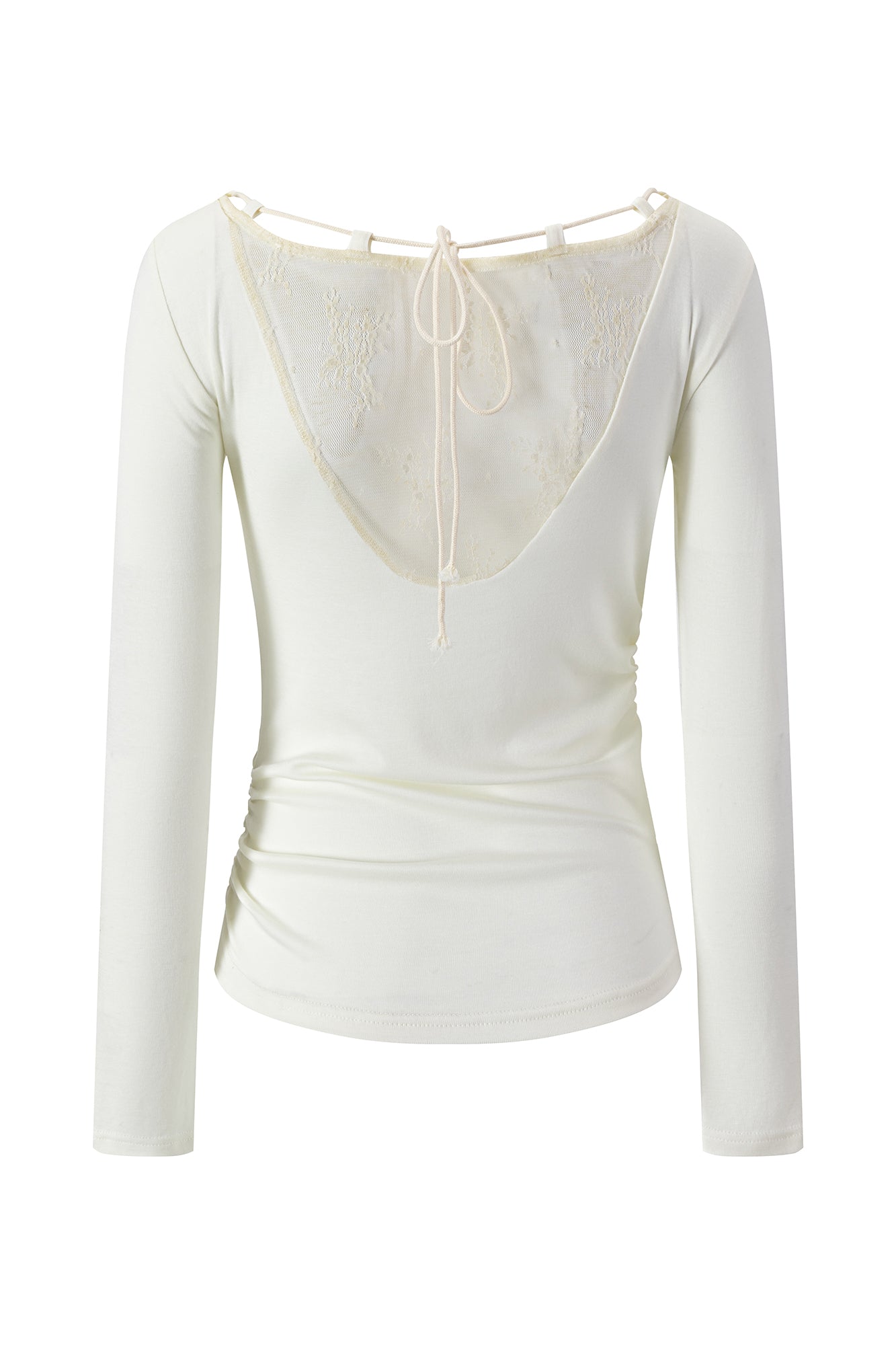 CESTNOUS Graphic Lace-Trim Tencel Long-Sleeve Tee