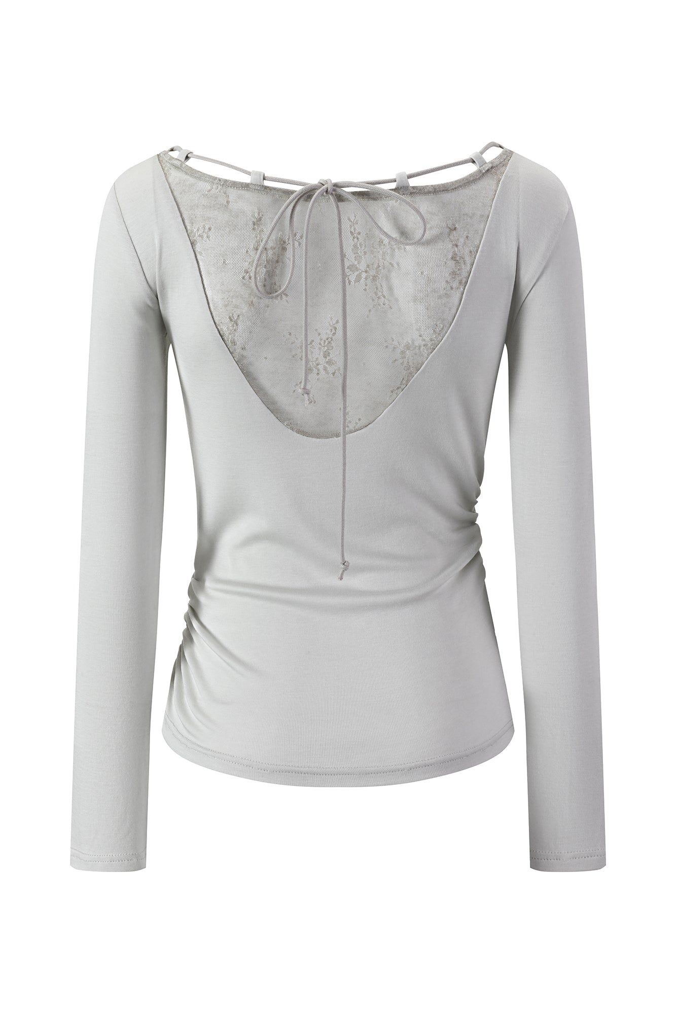 CESTNOUS Graphic Lace-Trim Tencel Long-Sleeve Tee