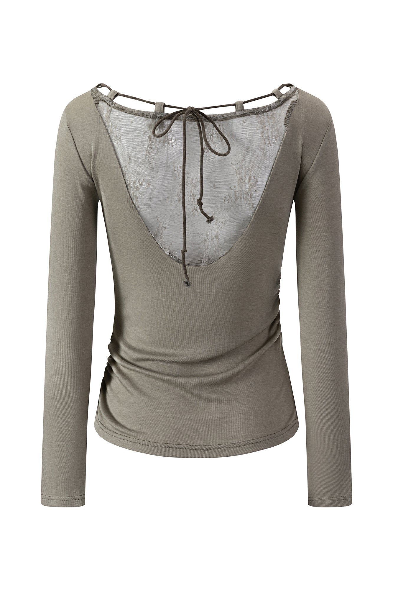 CESTNOUS Graphic Lace-Trim Tencel Long-Sleeve Tee