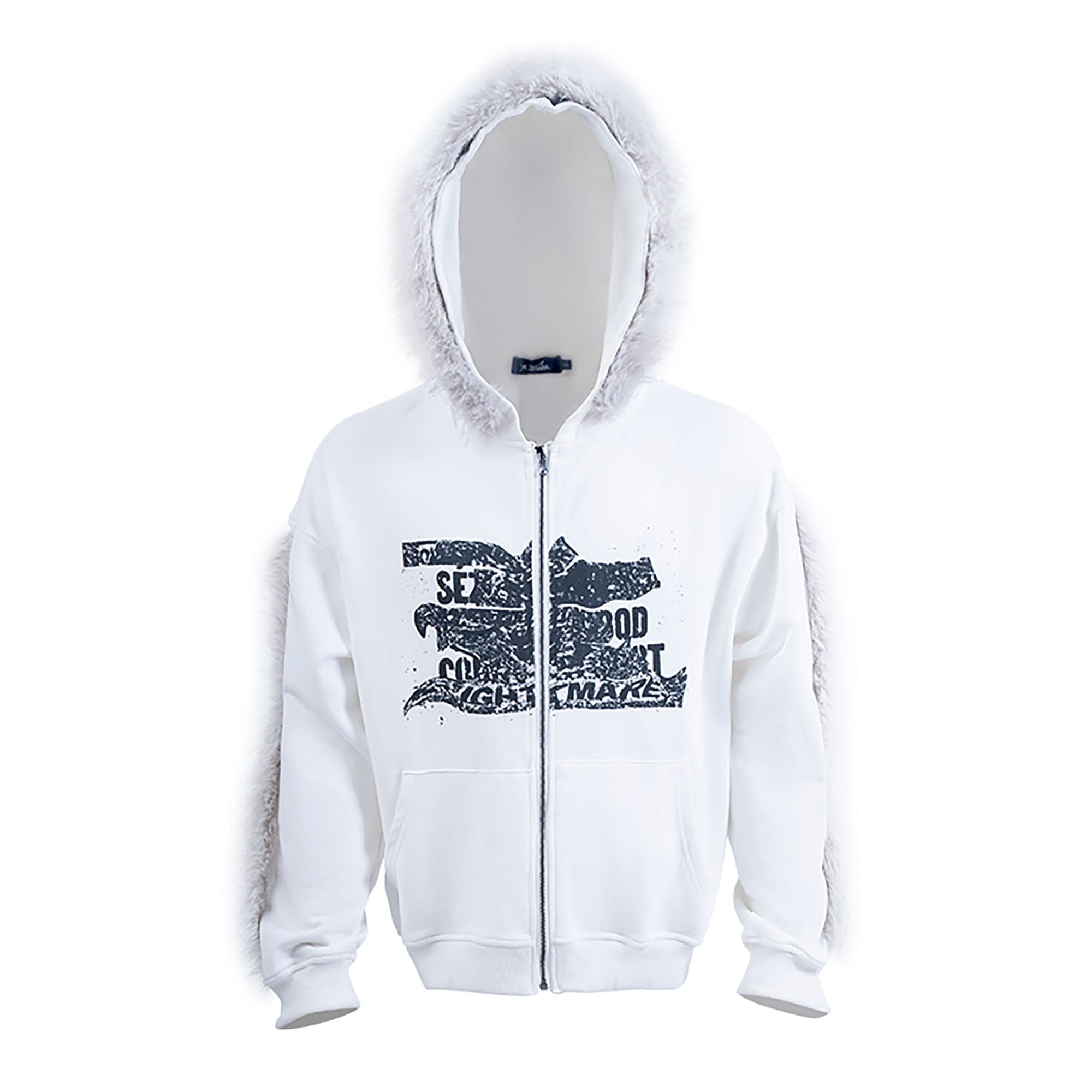 RECOVER ZONE Faux Fur Trim Graphic Zip-Up Hoodie, premium urban and streetwear designers apparel on PROJECTISR.com, RECOVER ZONE