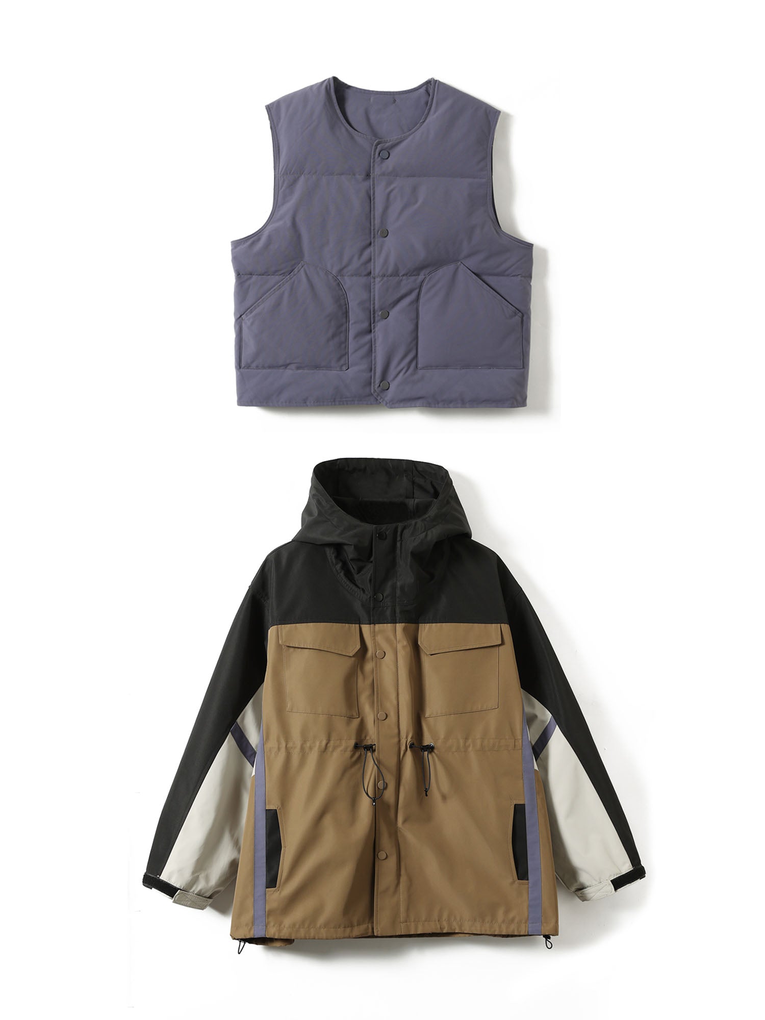 ERROR CODE ROBOT Contrast Waterproof Windbreaker with Detachable Down Vest