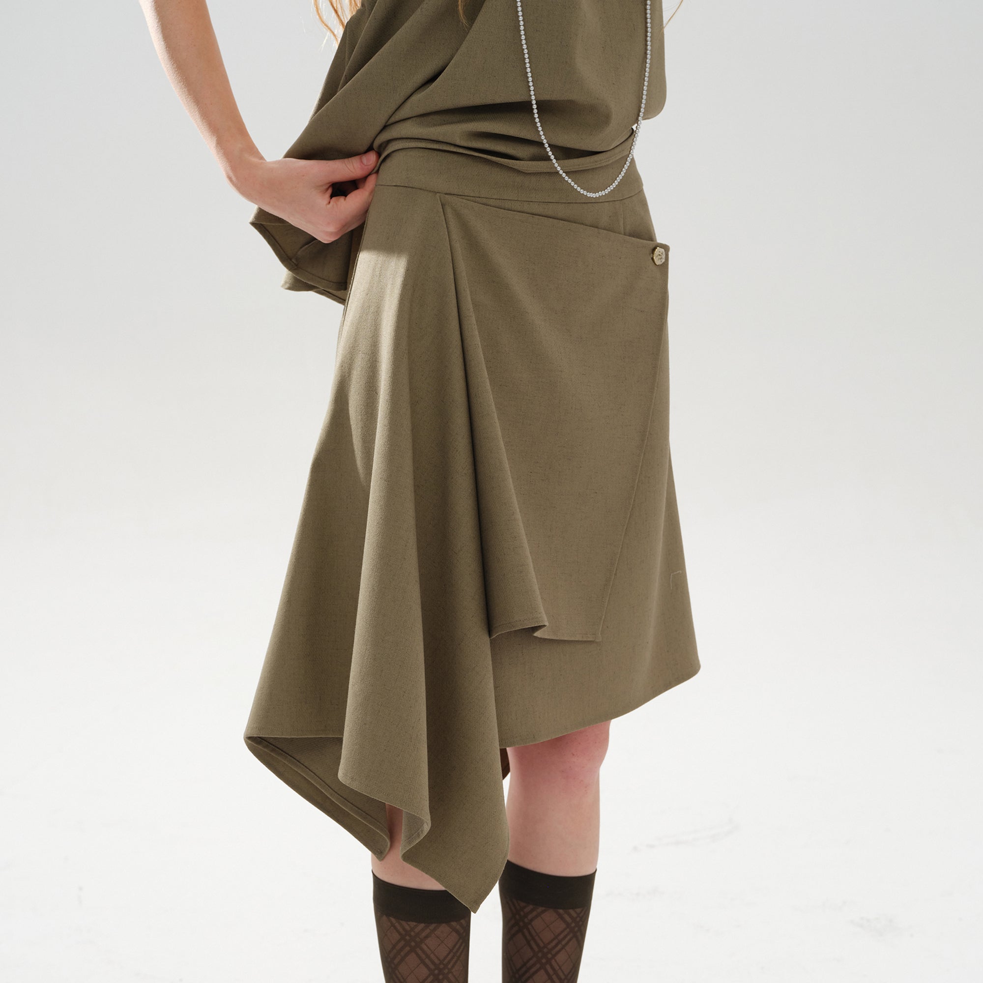 LAYERS Asymmetrical Wrap Layered Skirt