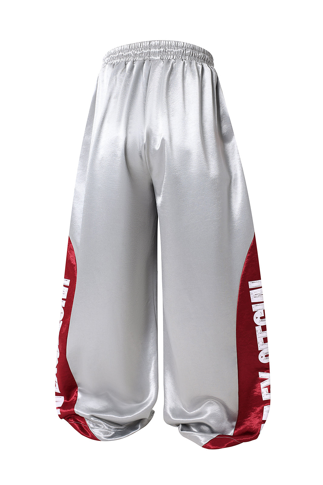 FREE CENTER Spliced Glossy Wide-Leg Sweatpants