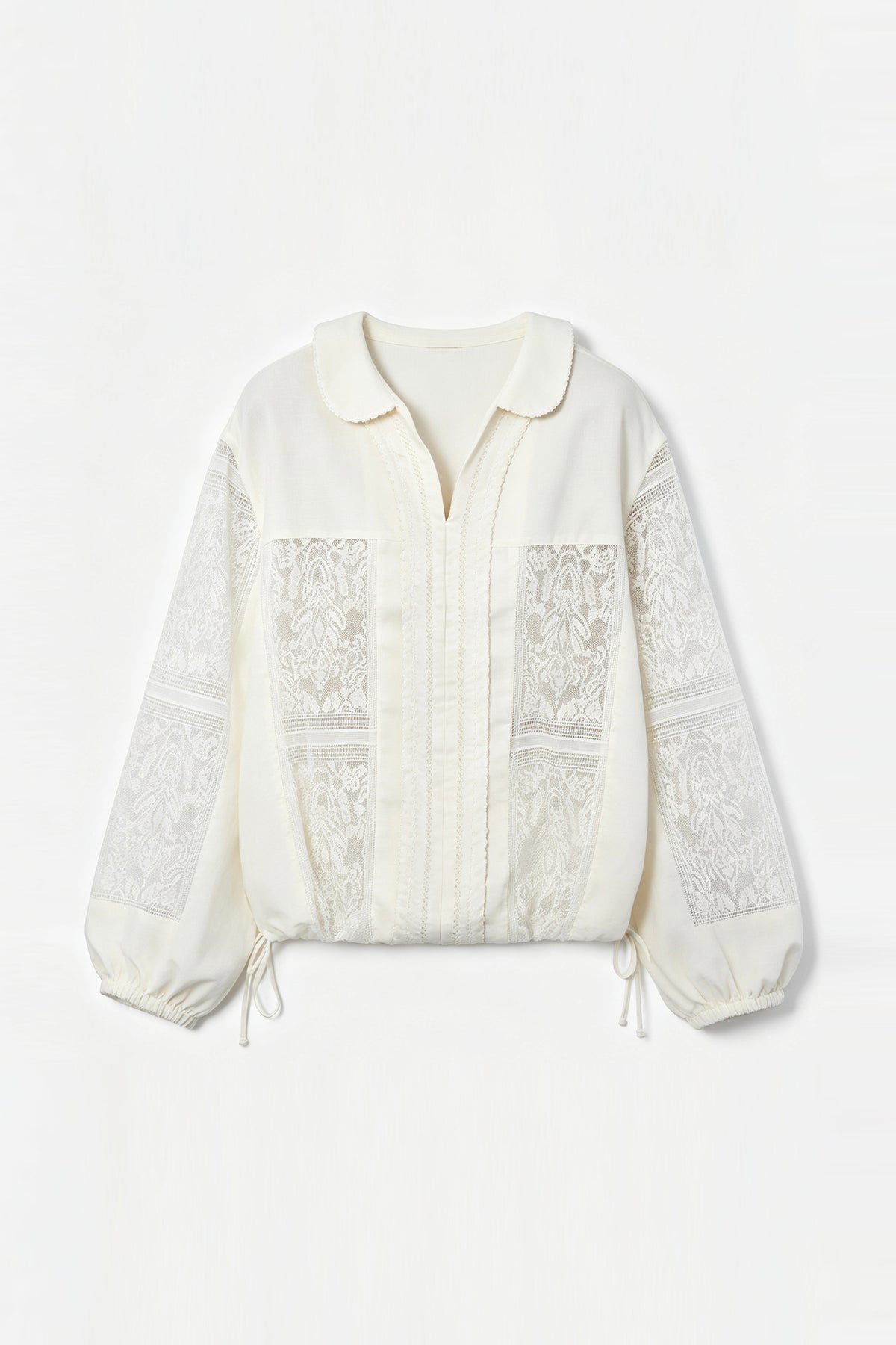 SAME FLOW Sheer Lace-Spliced Shirt