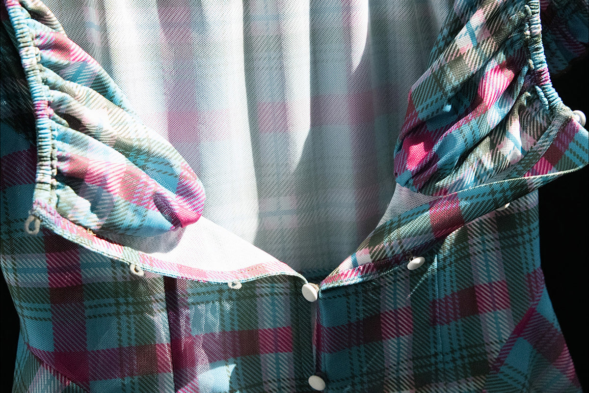 MXU Retro Plaid Ruched Top & Maxi Skirt Set