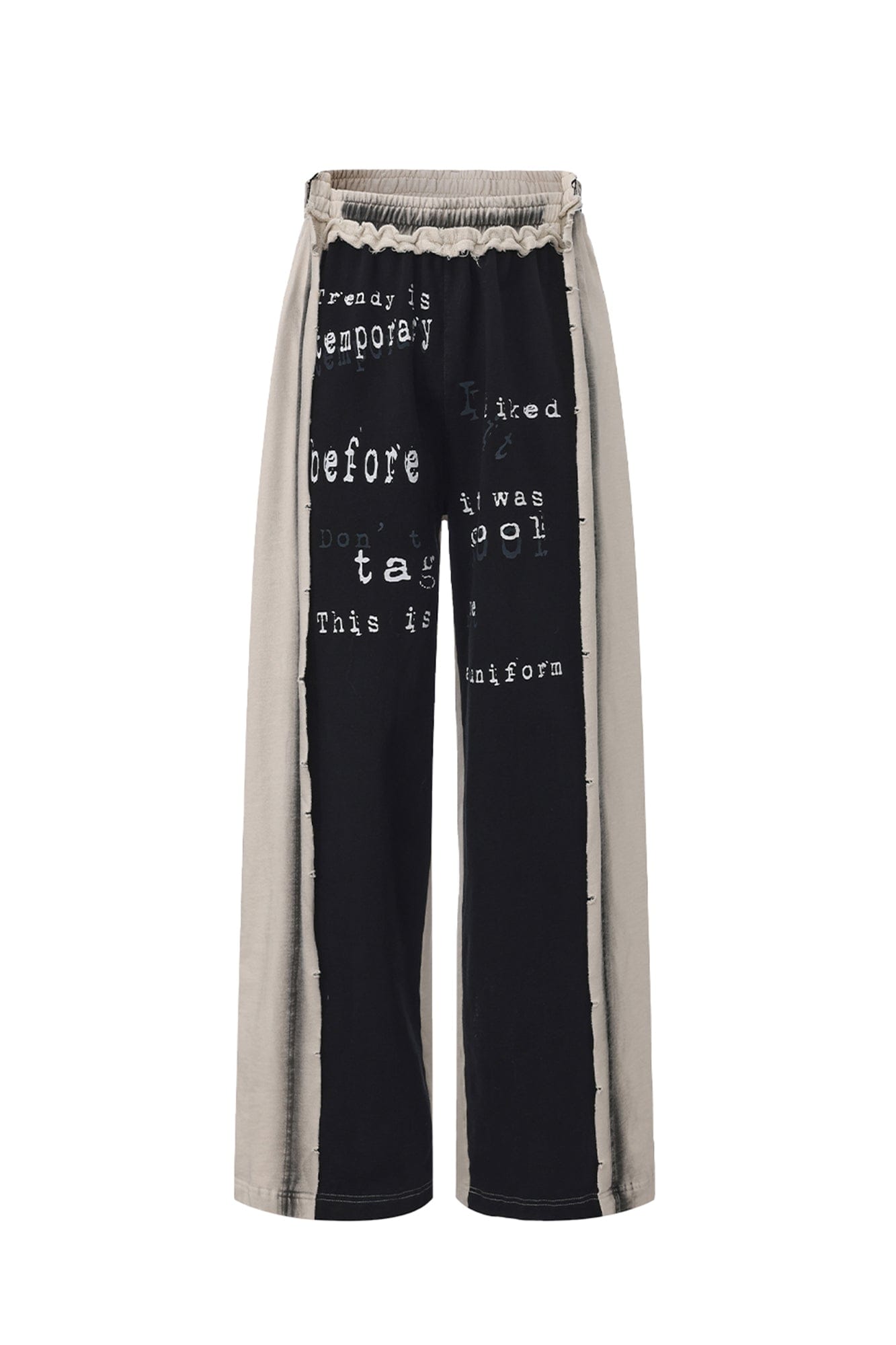 VANN VALRENCE Frayed Graphic Contrast Panel Sweatpants