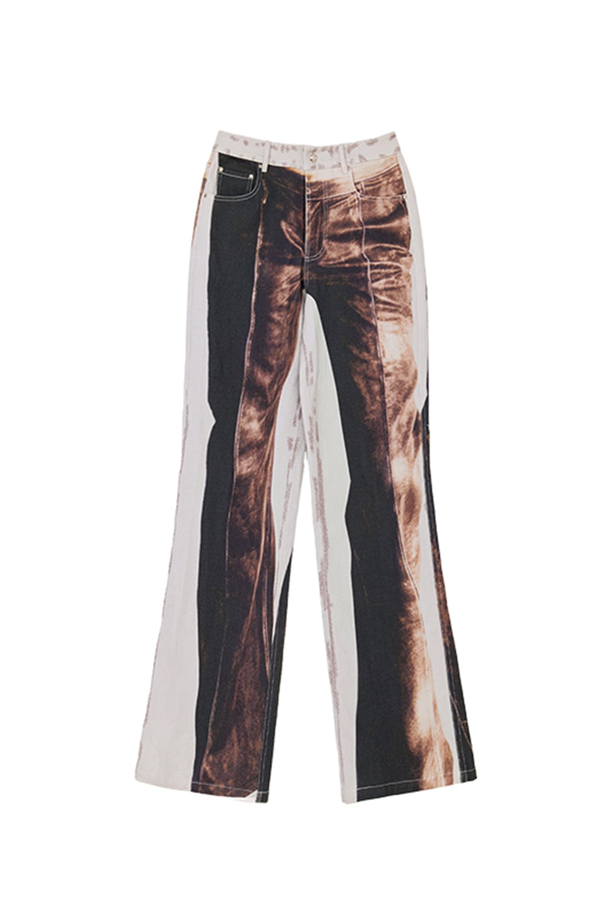 AURA LAND Double-Sided Print Washed Straight-Leg Jeans