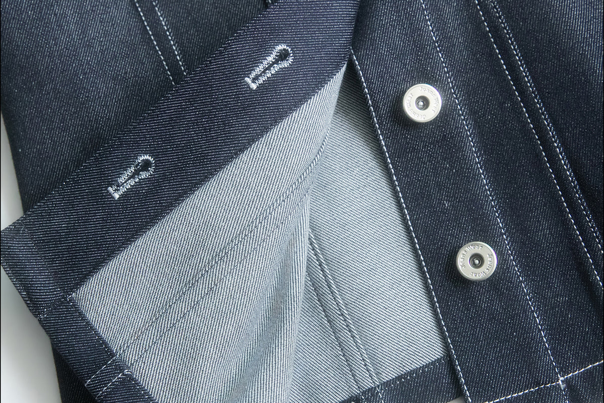 MXU Deconstructed Embroidered Silk-Cotton Cinched Denim Jacket