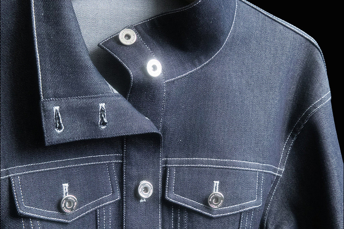 MXU Deconstructed Embroidered Silk-Cotton Cinched Denim Jacket