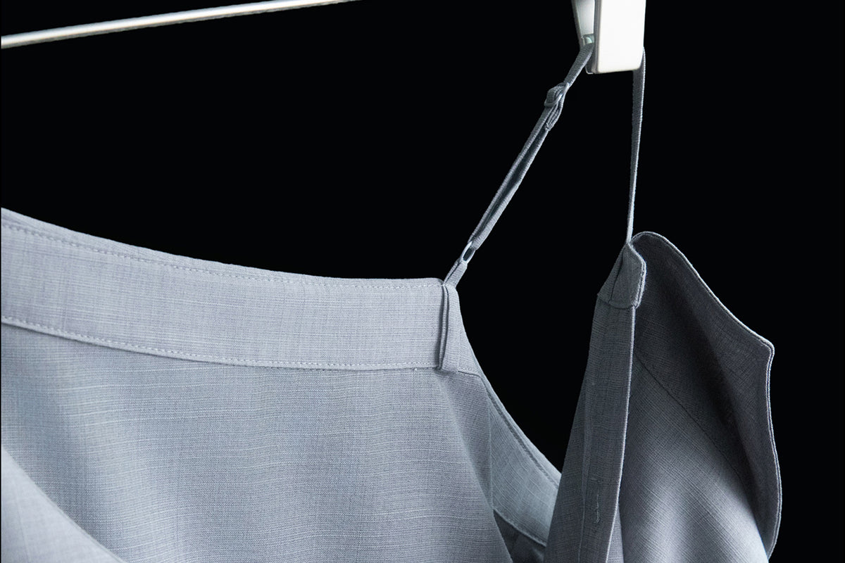MXU Deconstructed Off-Shoulder Linen Wool Shirt Dress