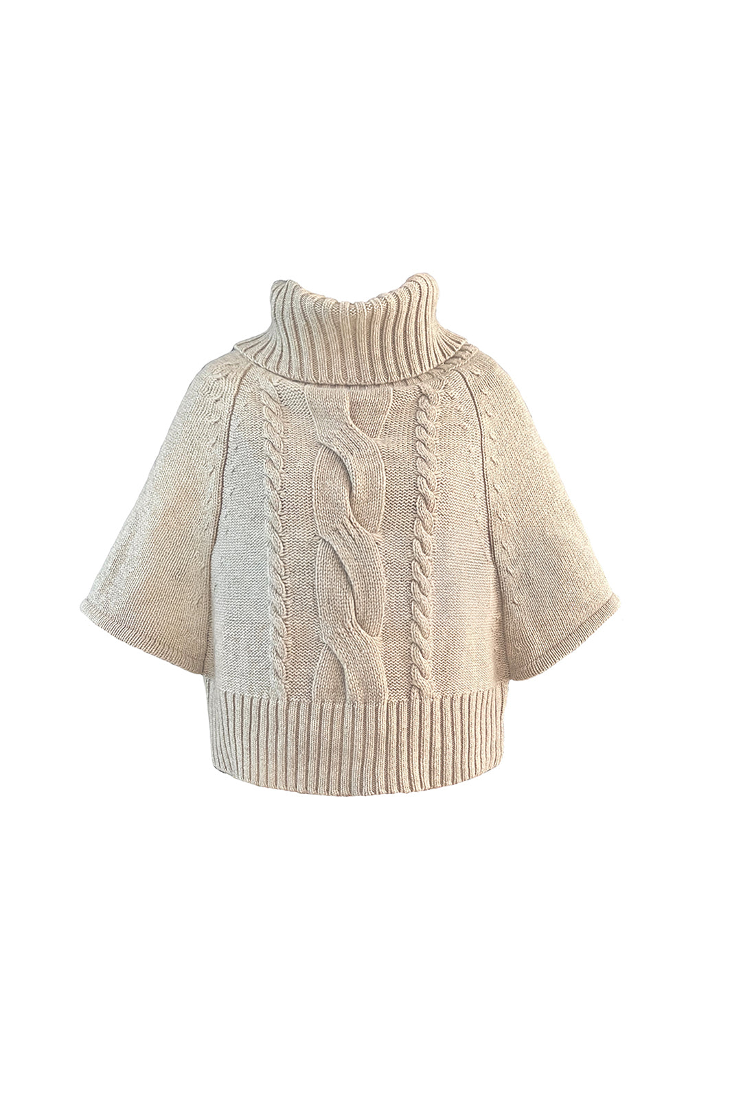ANNIE ARMOR Cable-Knit Merino Wool Oversized Cape Sweater
