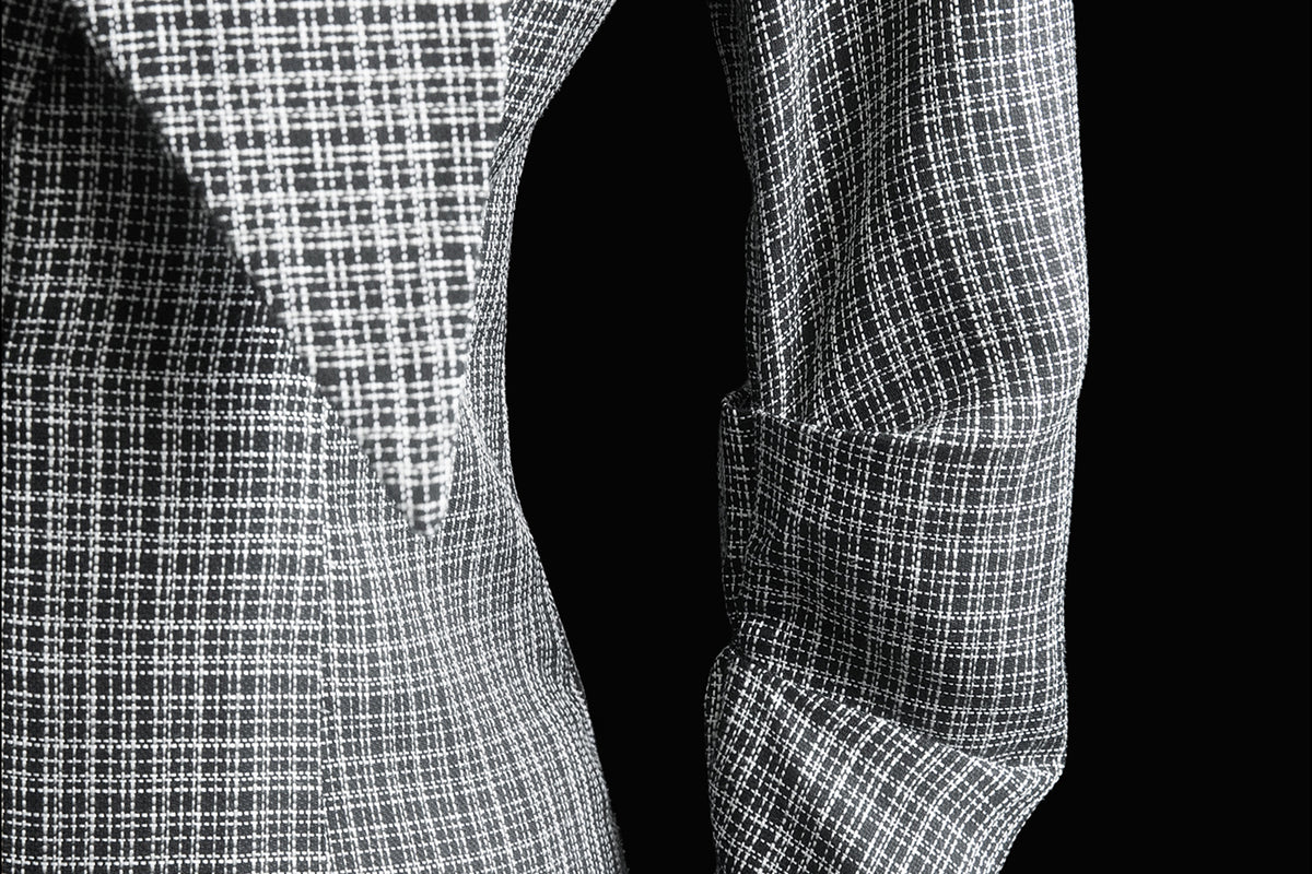 MXU Deconstructed Plaid Pleated Cinched-Waist Jacket
