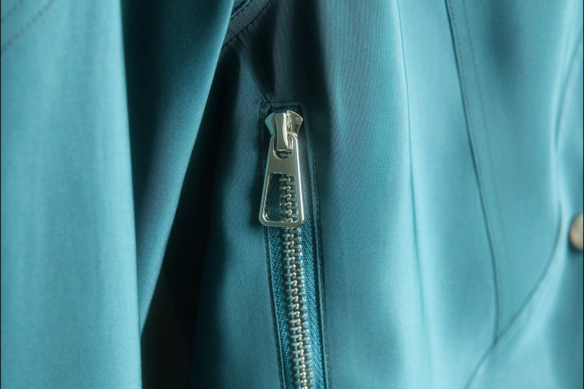 MXU Drawstring Satin Belted Jacket & Zipper Skort Set