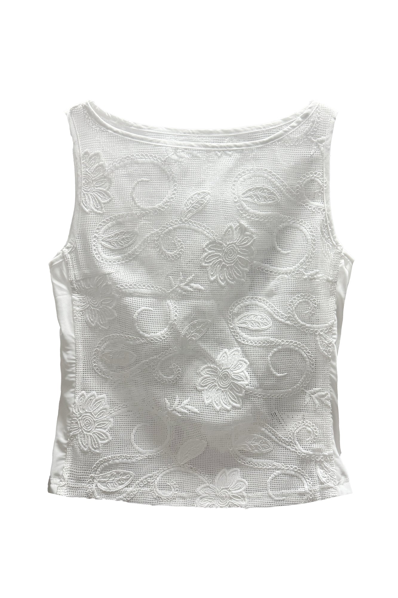 JIUWU PARK Floral Embroidered Mesh Tank Top