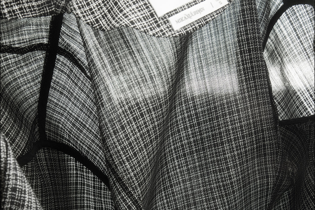 MXU Deconstructed Plaid Pleated Cinched-Waist Jacket
