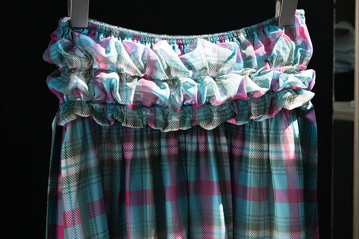 MXU Retro Plaid Ruched Top & Maxi Skirt Set