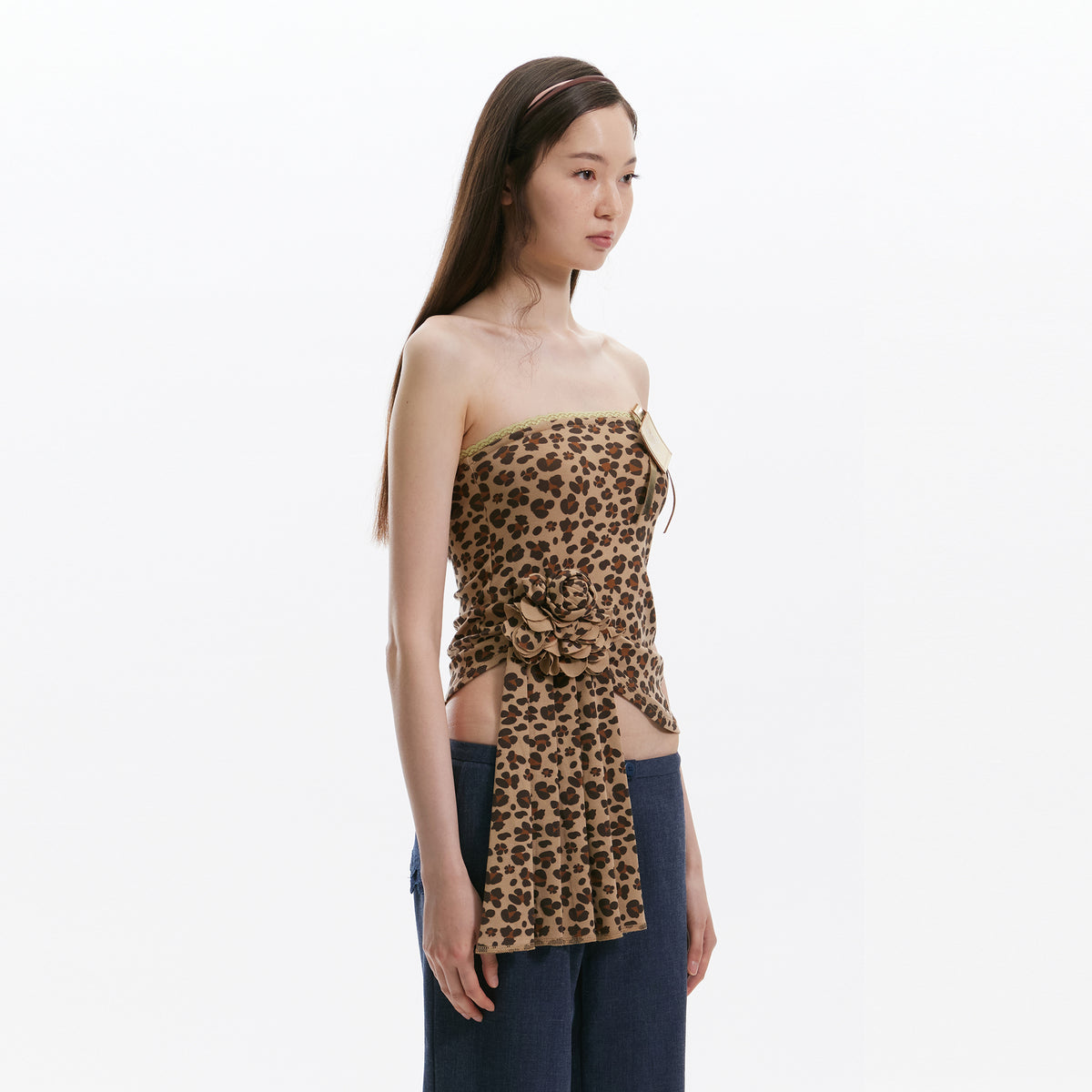9266 STUDIO Rosette Draped Tube Top