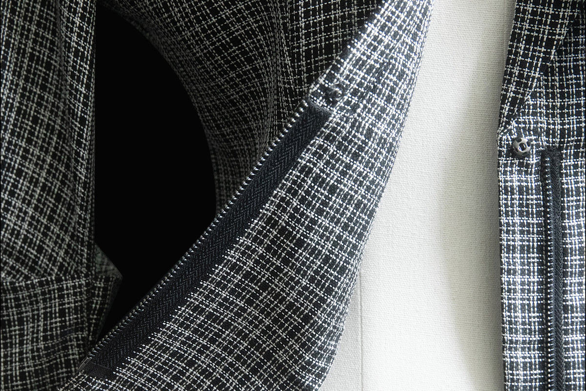 MXU Deconstructed Plaid Pleated Cinched-Waist Jacket