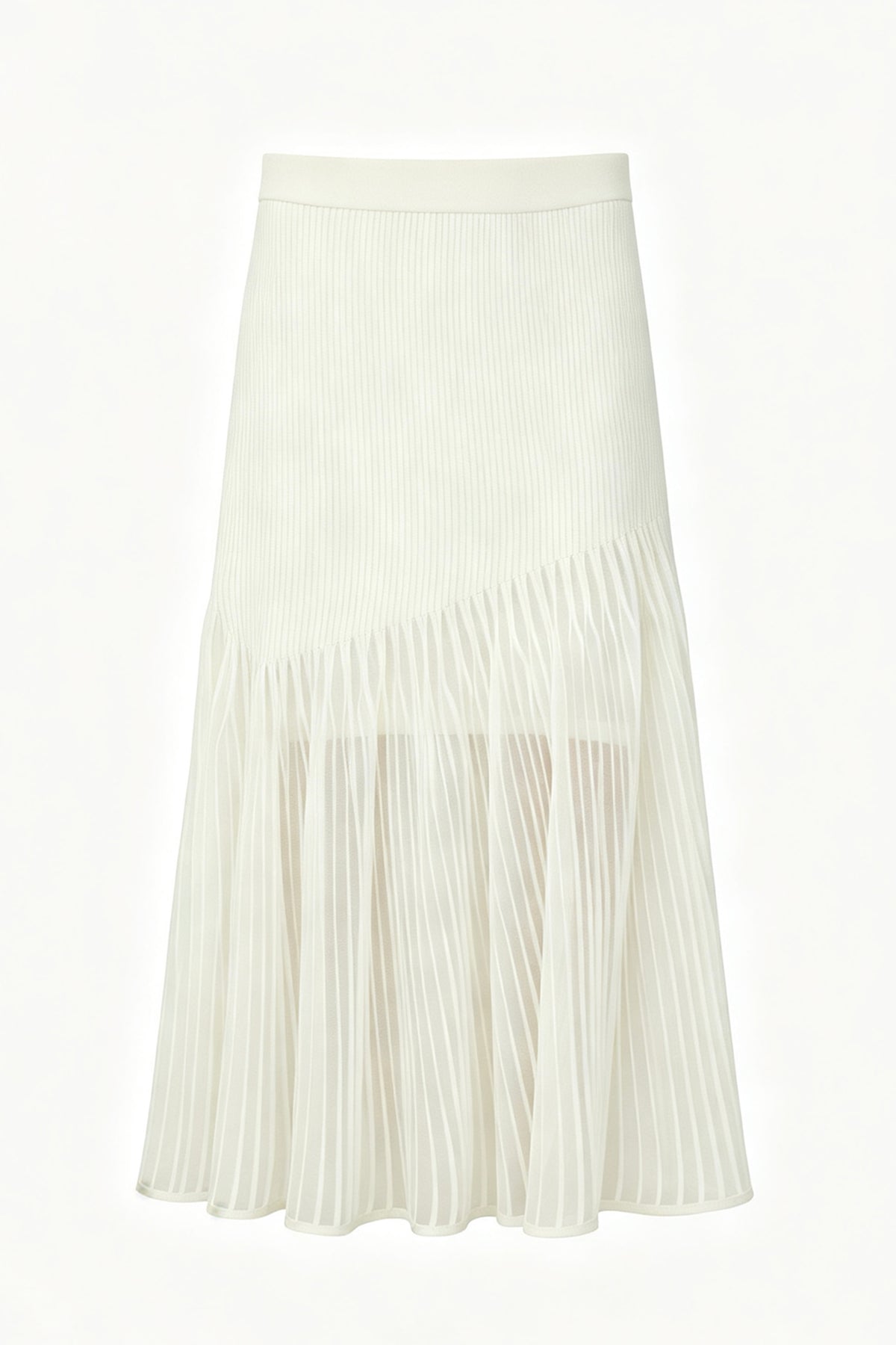 SAME FLOW Spliced Pleated High-Waist Maxi Skirt