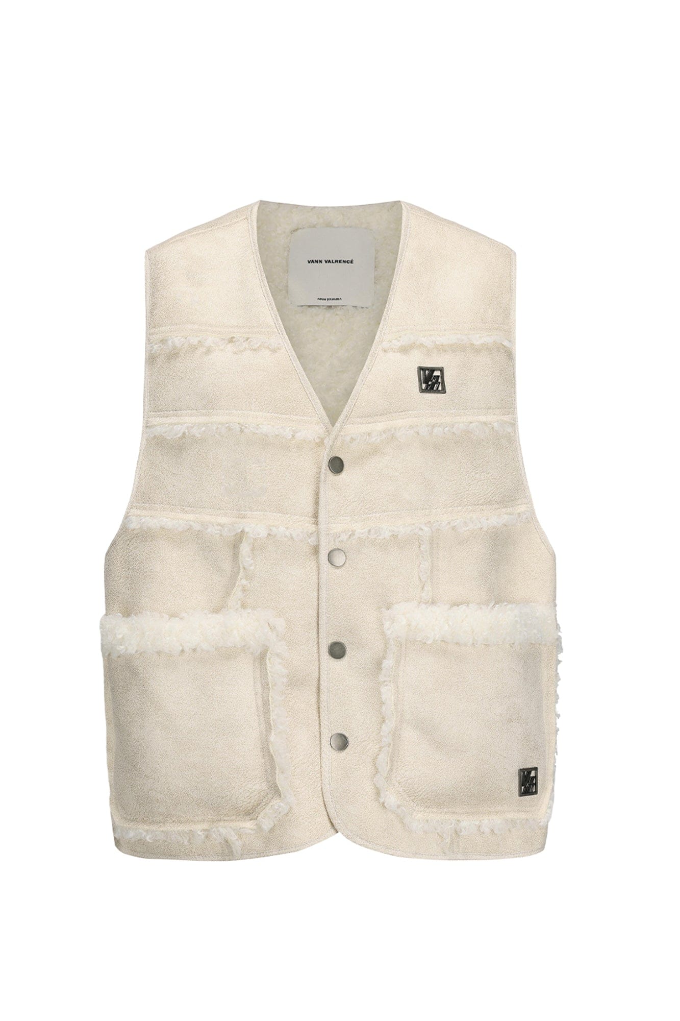 VANN VALRENCE Paneled Fleece-Trim Padded Vest