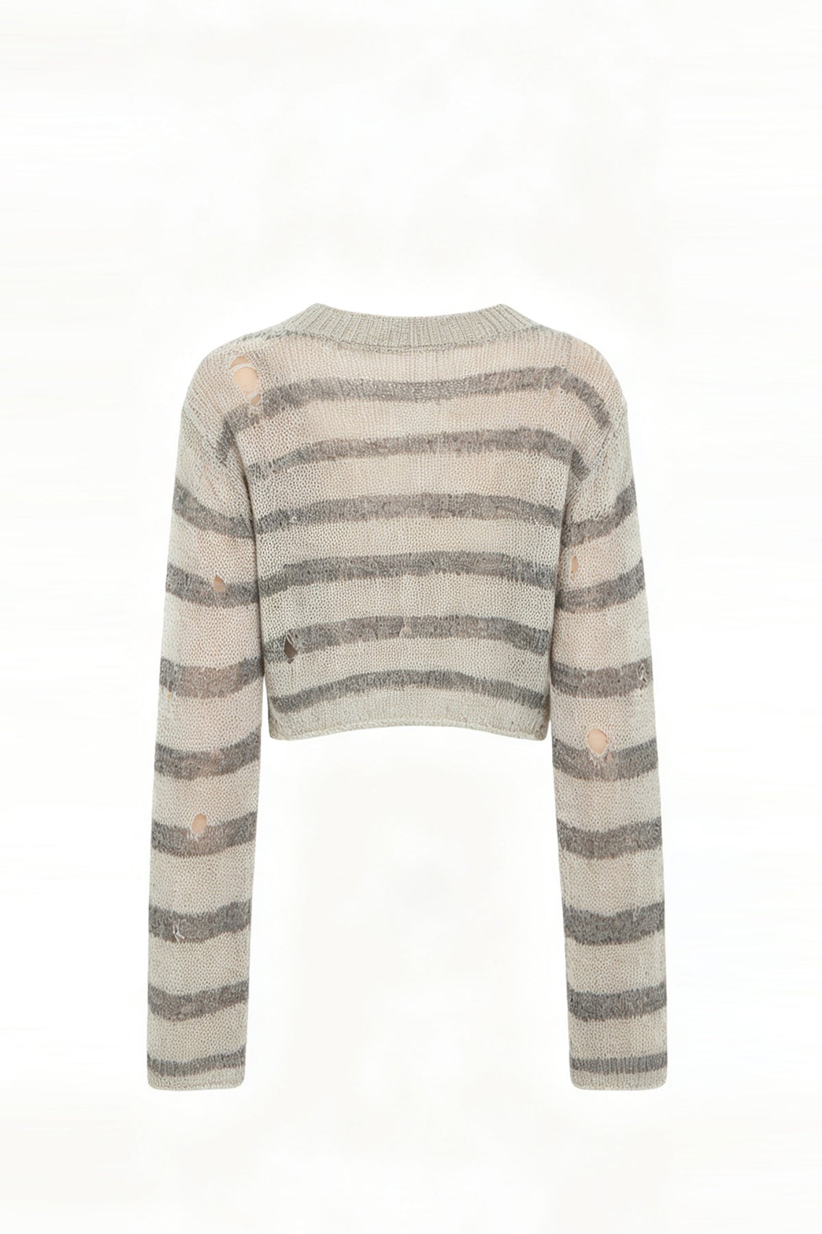 FAYCHUI Distressed Wool-Blend Cropped Knit Top