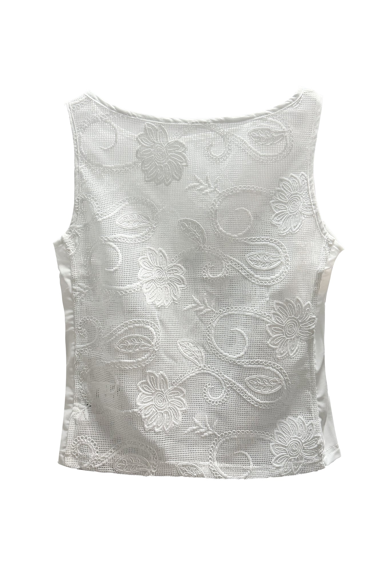 JIUWU PARK Floral Embroidered Mesh Tank Top