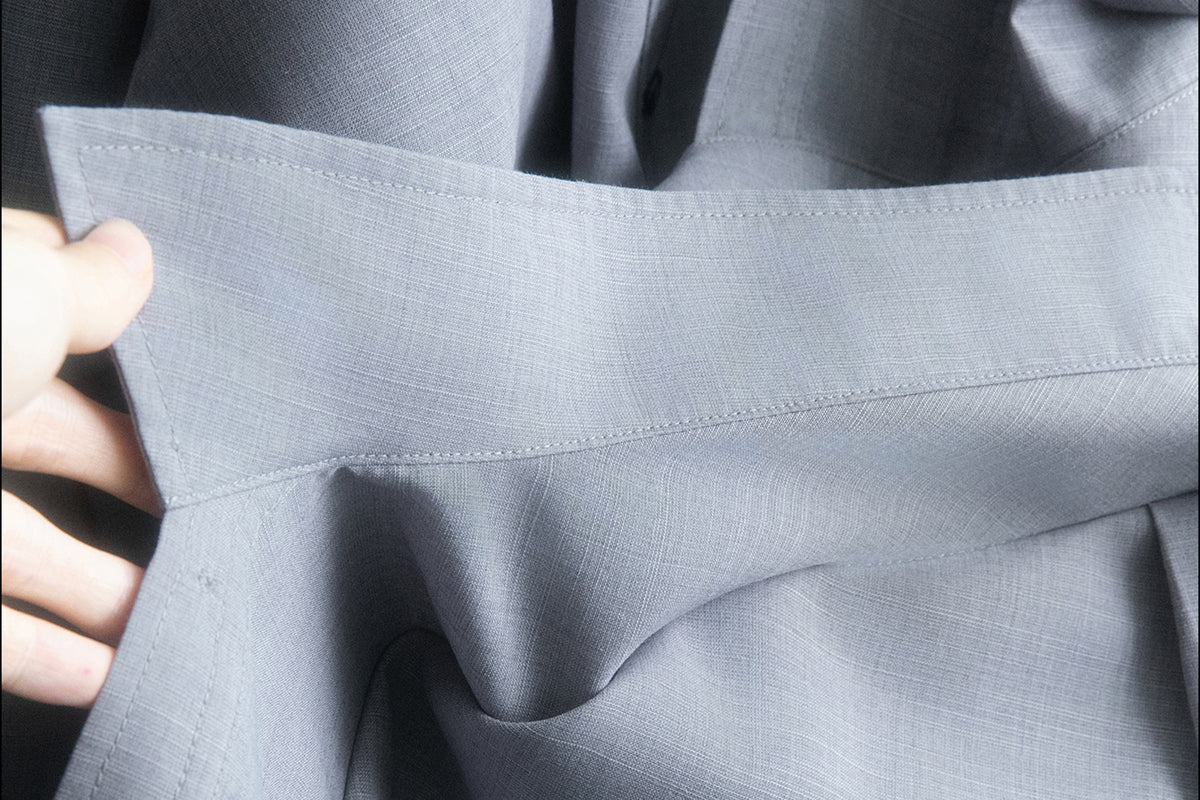 MXU Deconstructed Off-Shoulder Linen Wool Shirt Dress