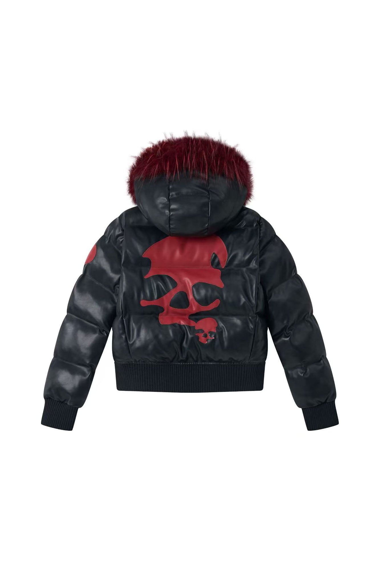 NONAME SPACE Skull Detachable Hood PU Bomber Jacket