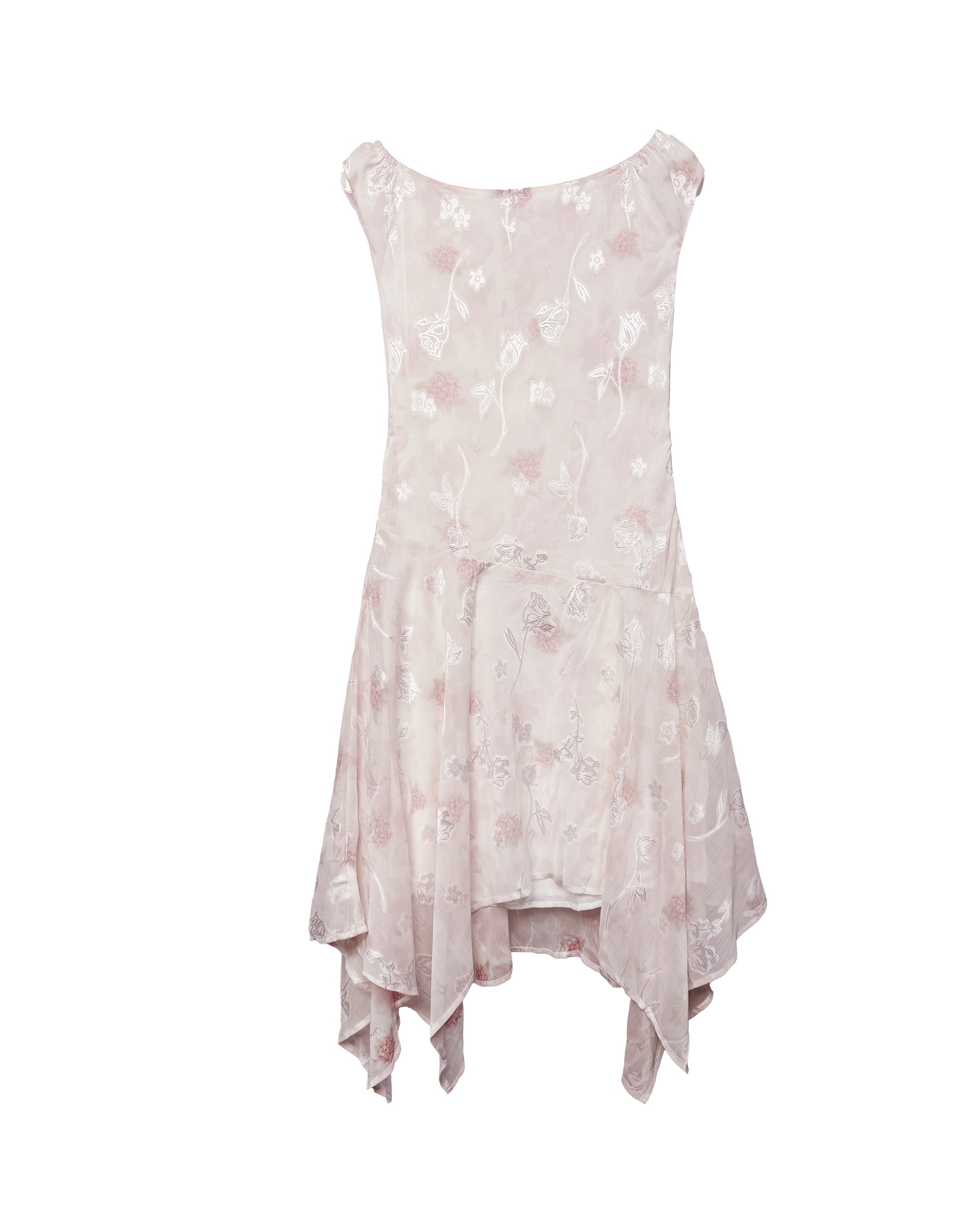 JIUWU PARK Floral Chiffon Asymmetrical Hem Dress
