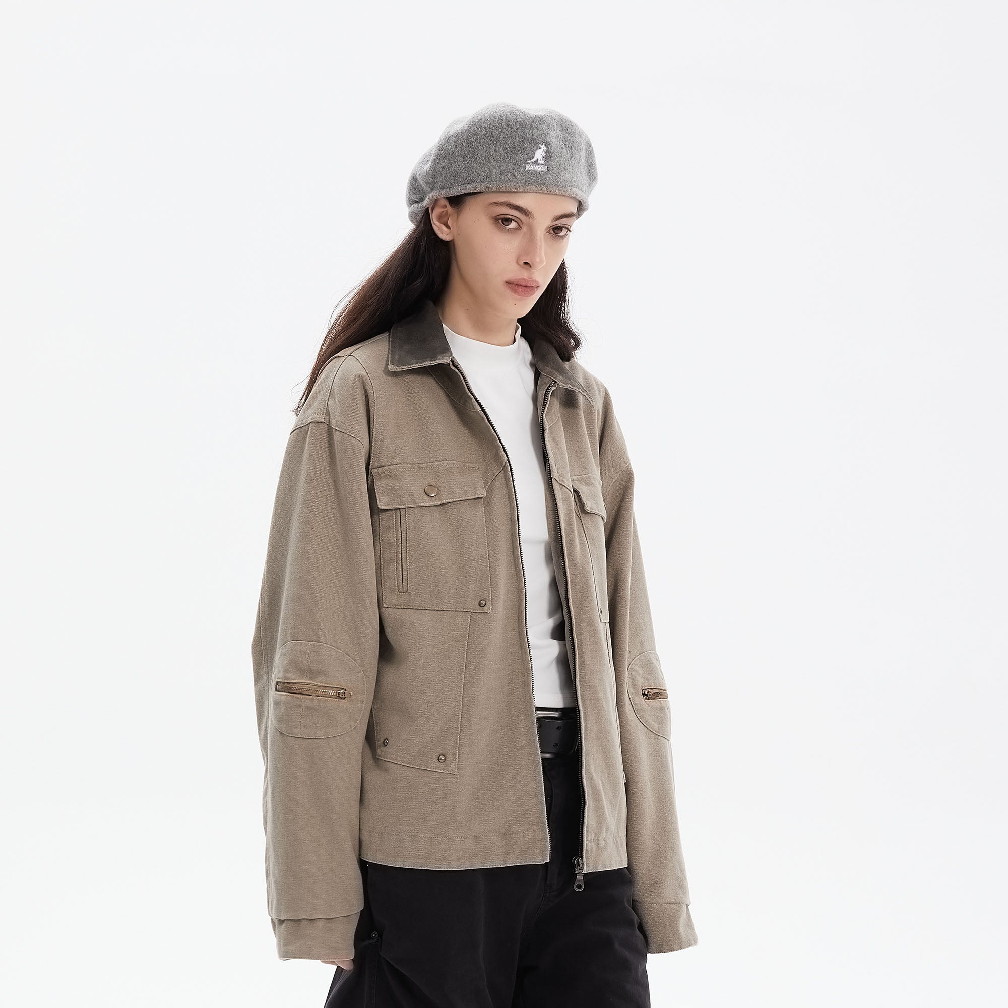ERROR CODE ROBOT Contrast Collar Workwear Jacket