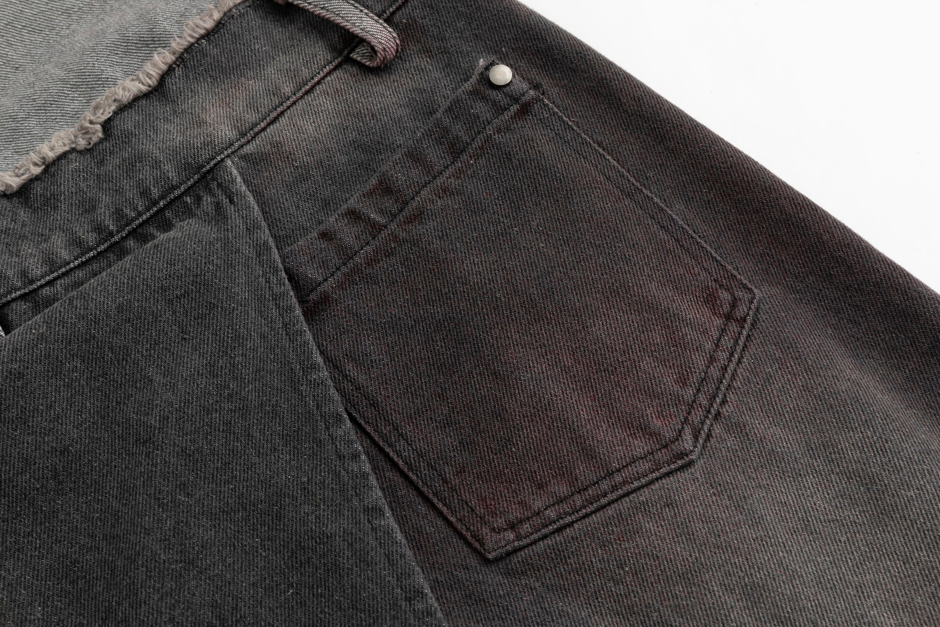 CESTNOUS Distressed Folded Double Waist Jeans