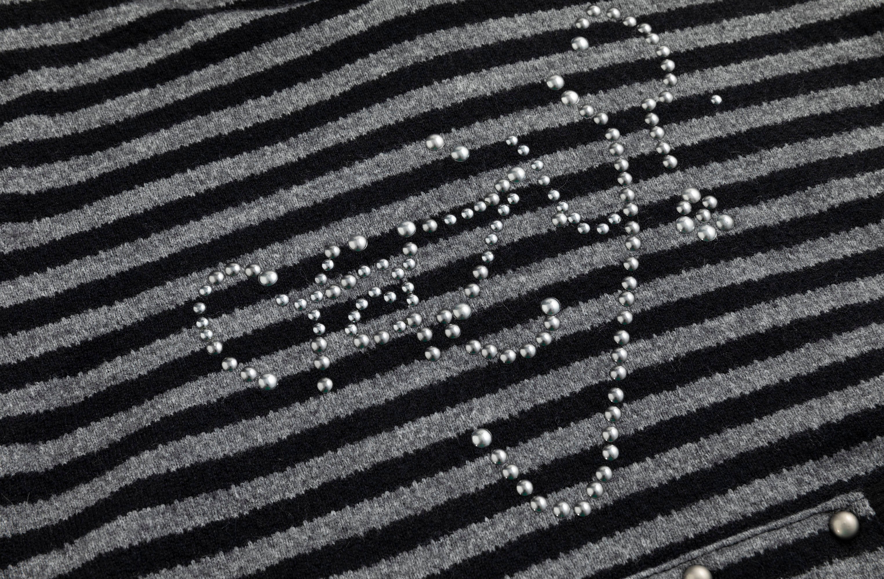 CESTNOUS Studded Striped Cat-Ear Hoodie