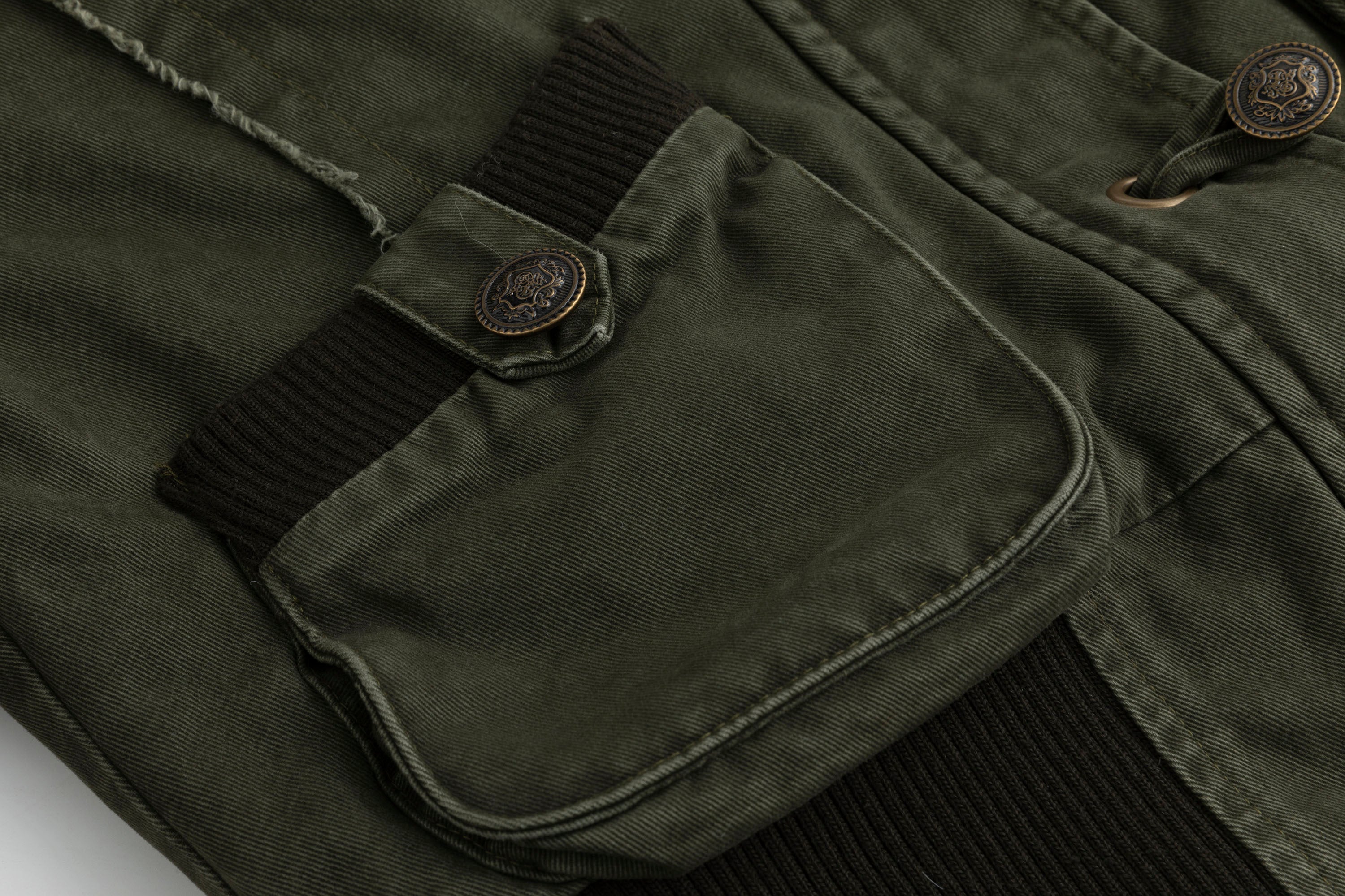 CESTNOUS Washed Military Faux-Fur Hooded Padded Jacket