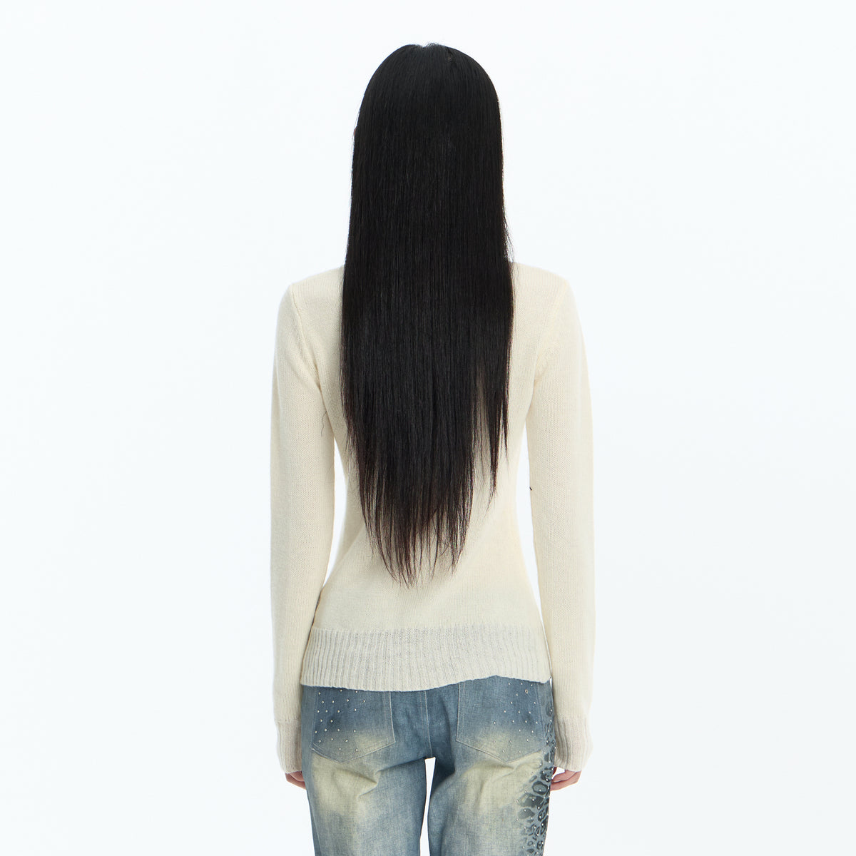 FAYCHUI Baroque Graphic Wool-Blend Mock-Neck Sweater
