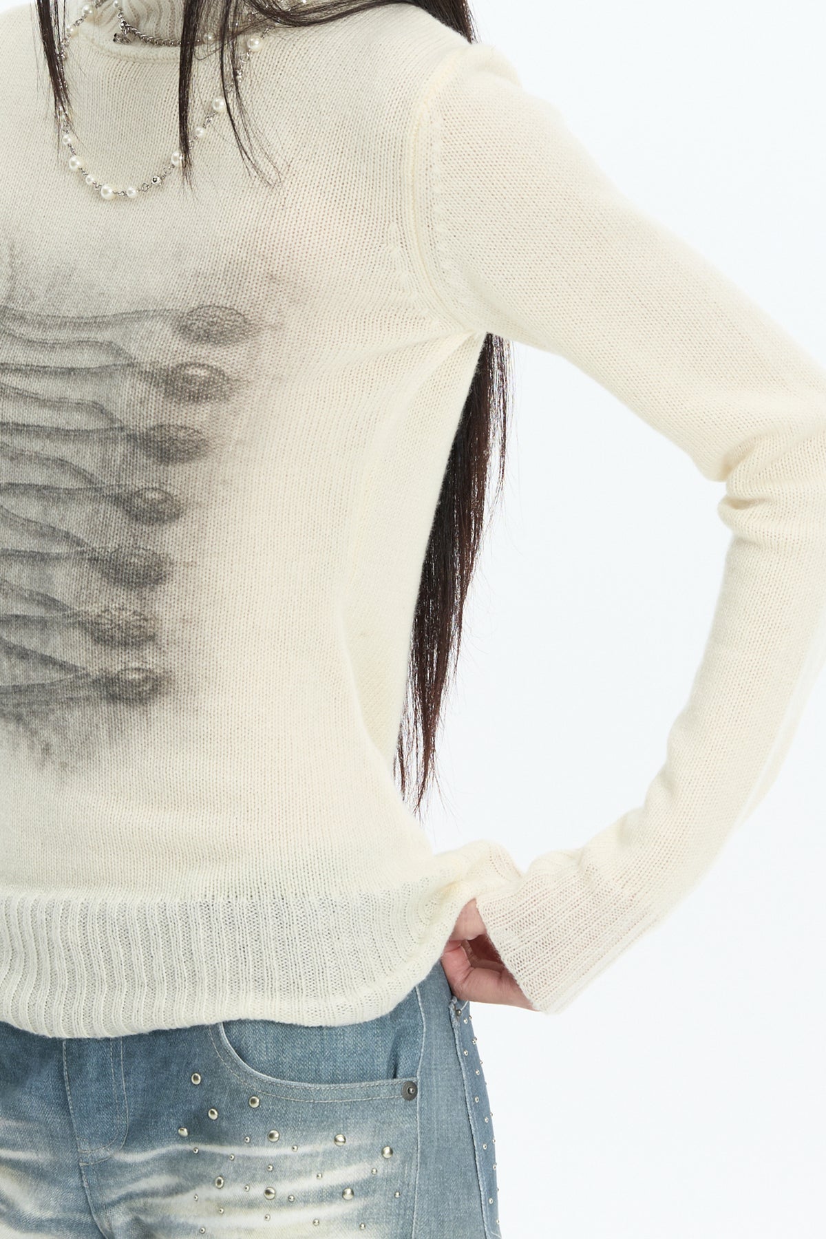 FAYCHUI Baroque Graphic Wool-Blend Mock-Neck Sweater
