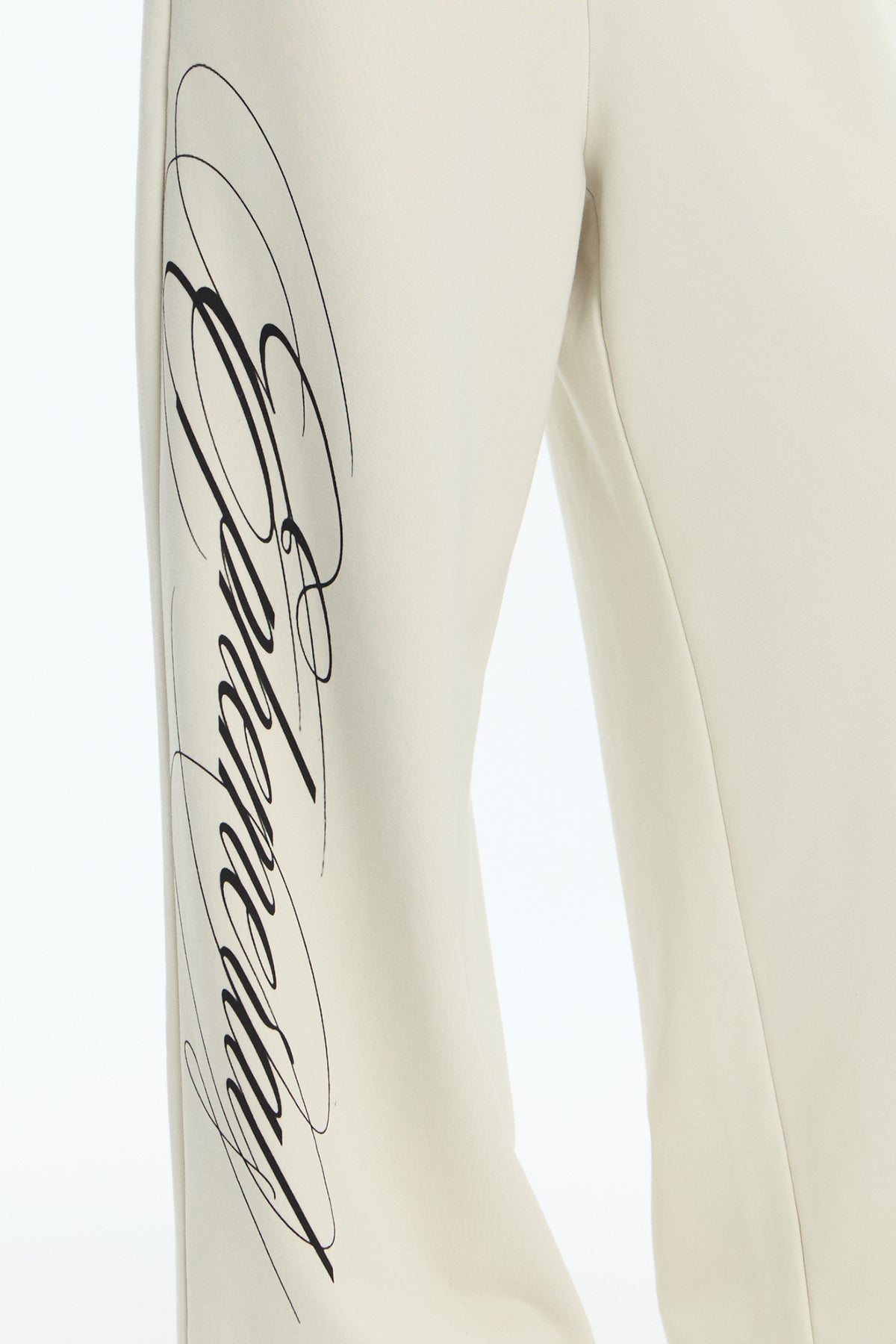 FAYCHUI Graphic Lace-Pocket Wide-Leg Sweatpants Beige