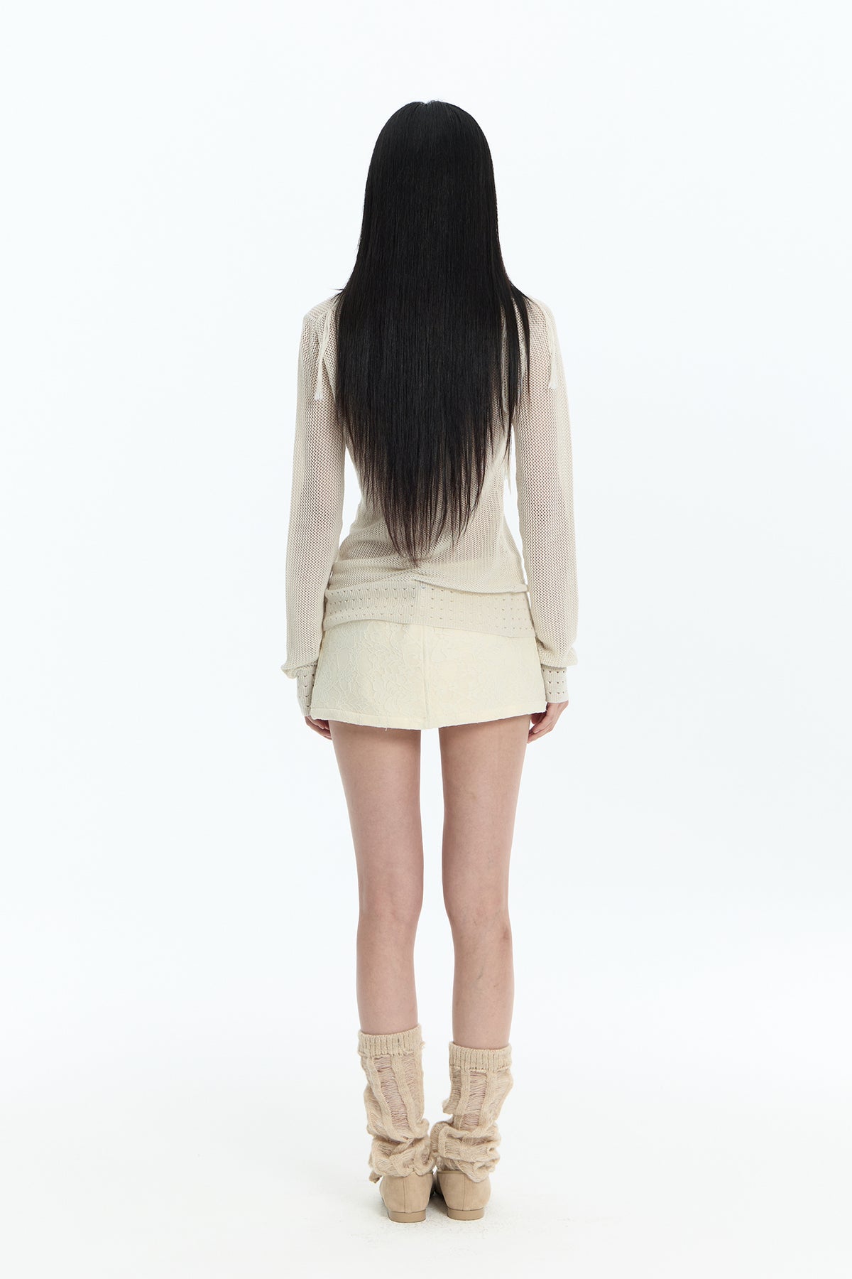 FAYCHUI Rhinestone Jacquard Textured Mini Skirt