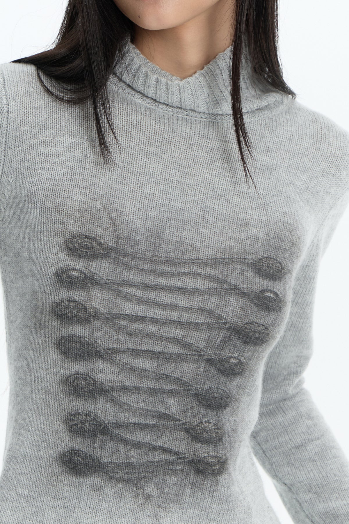 FAYCHUI Baroque Graphic Wool-Blend Mock-Neck Sweater
