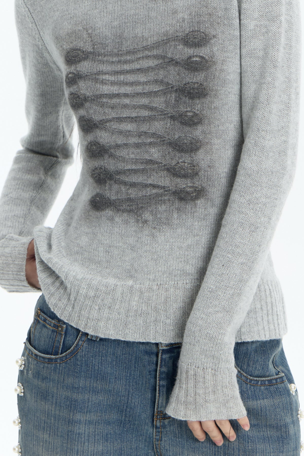 FAYCHUI Baroque Graphic Wool-Blend Mock-Neck Sweater