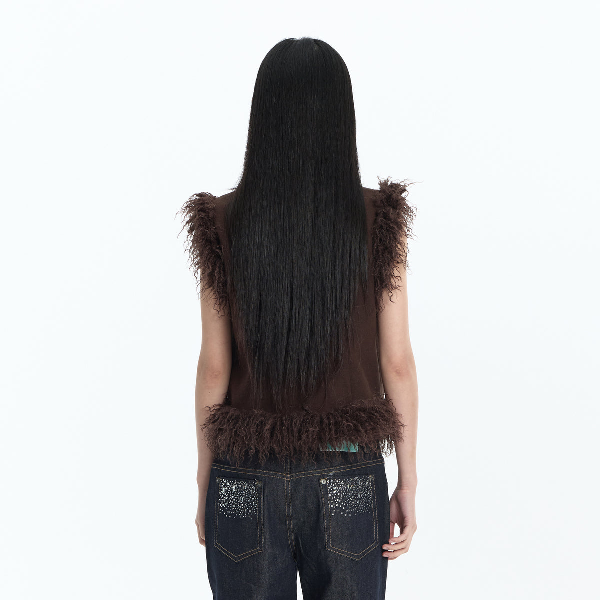 FAYCHUI Faux Fur Trim Button Vest