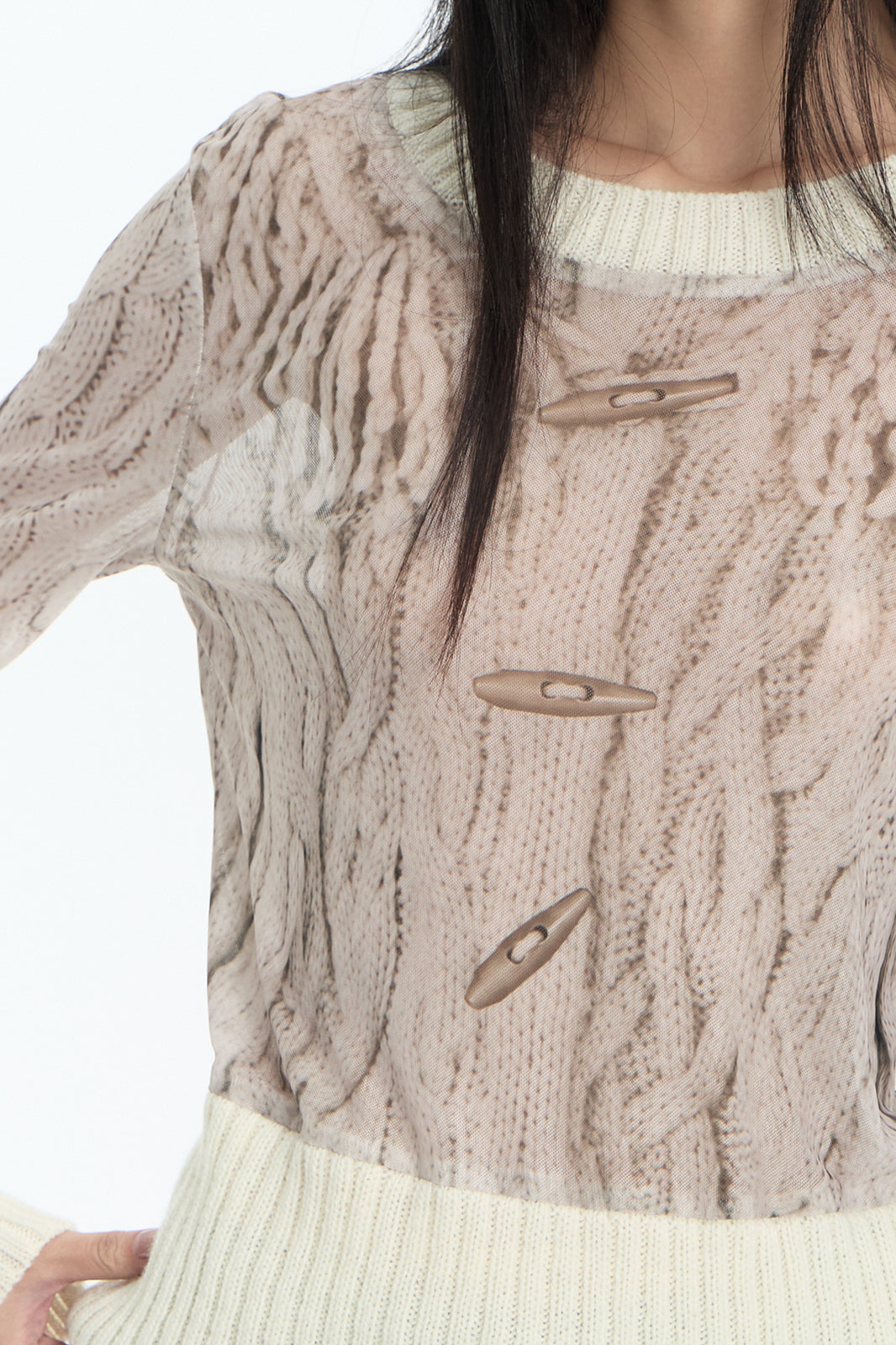 FAYCHUI Ribbed Cable-Print Wool-Blend Sweater