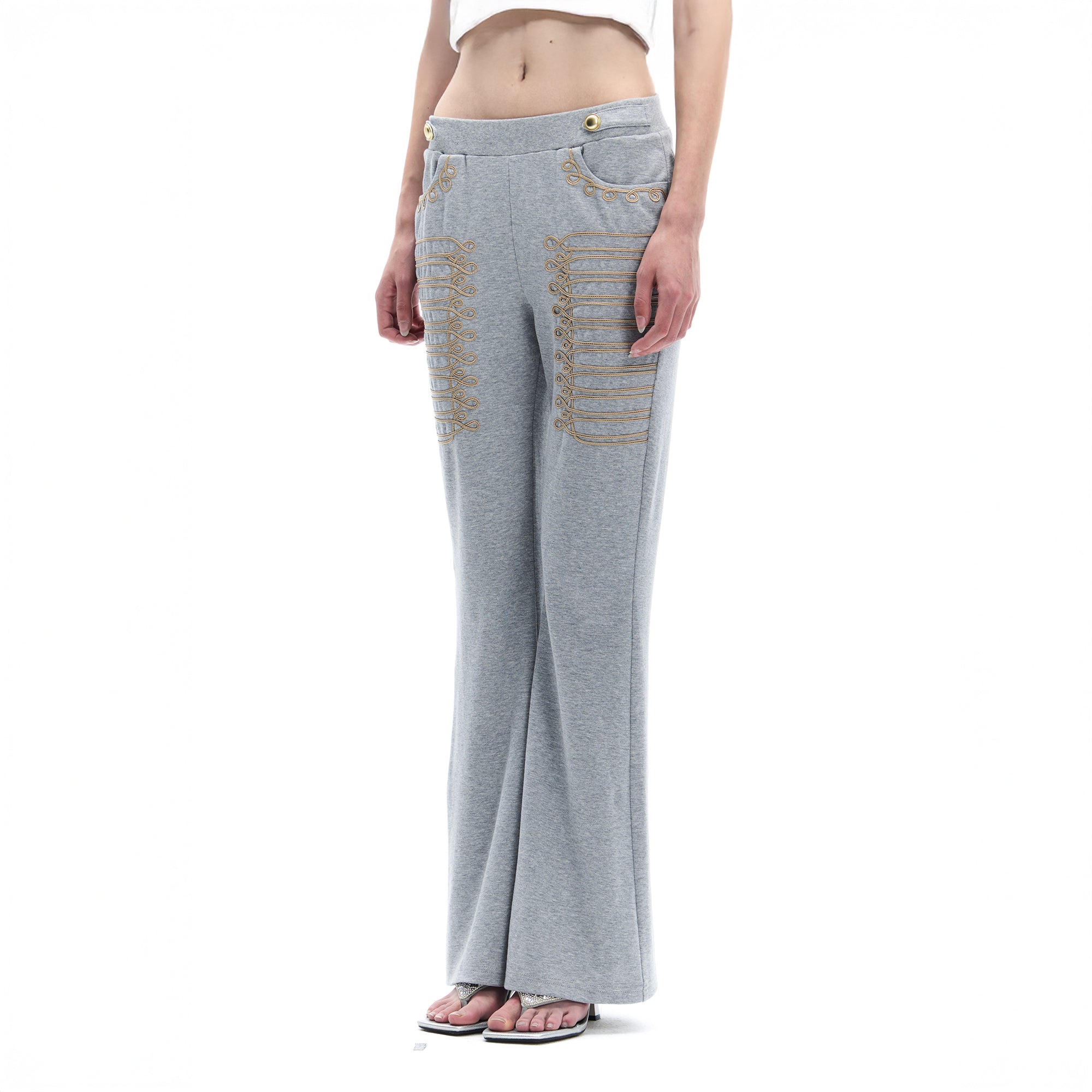 FAYCHUI Military Braid Flared Pants