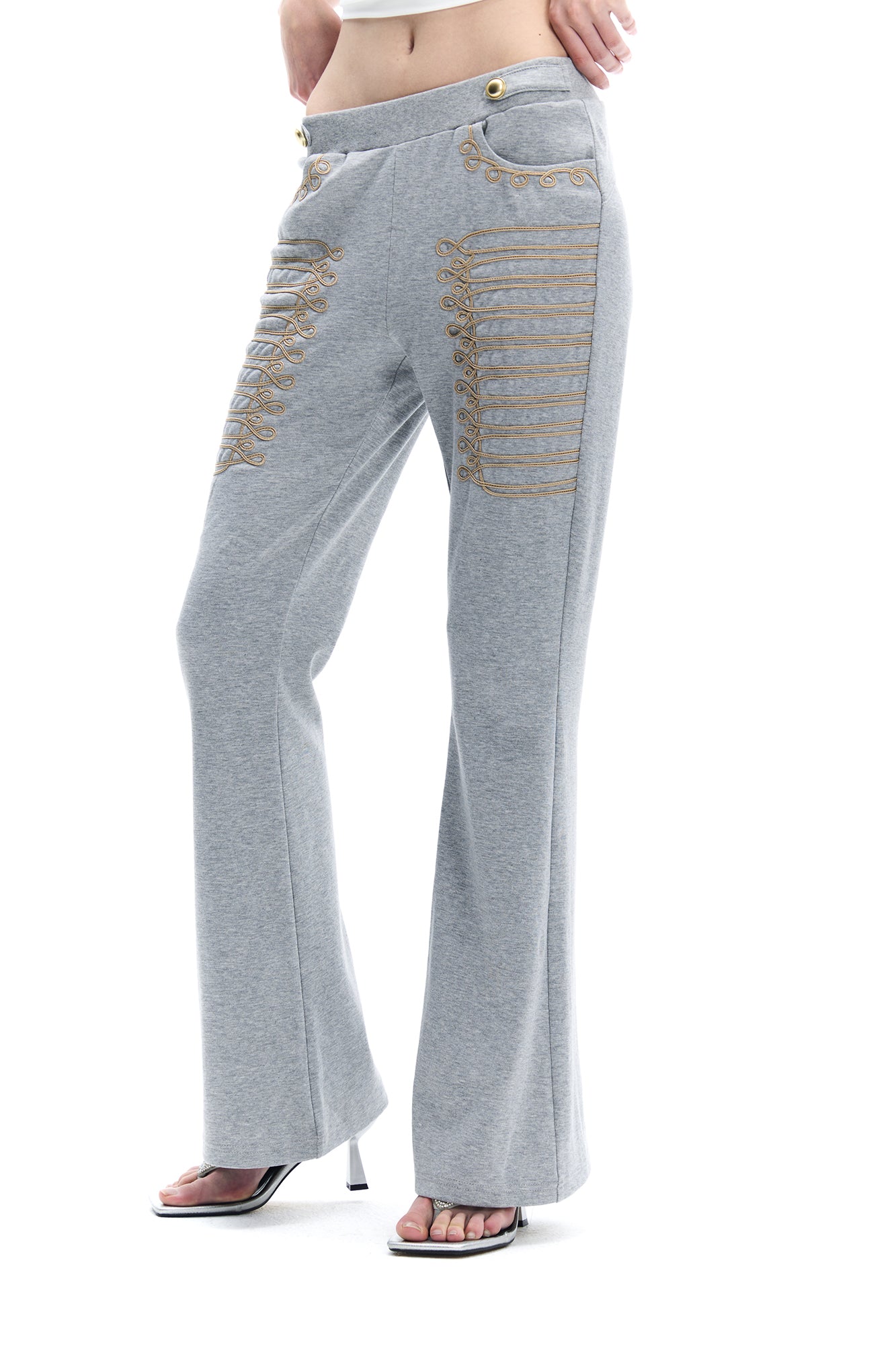 FAYCHUI Military Braid Flared Pants