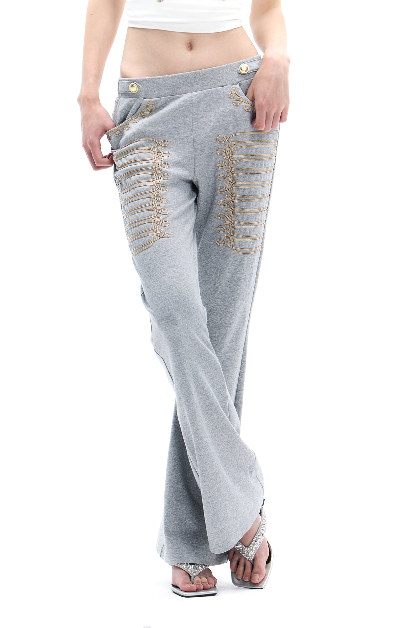 FAYCHUI Military Braid Flared Pants