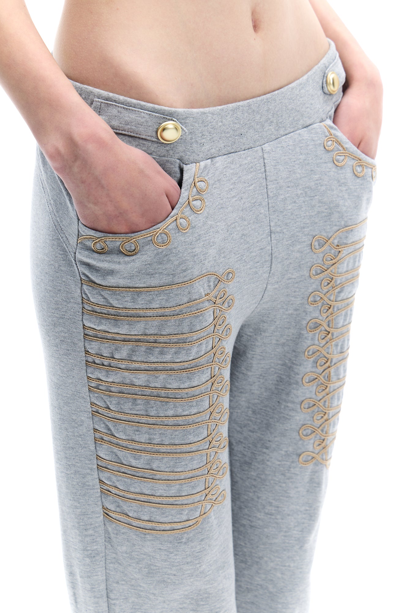 FAYCHUI Military Braid Flared Pants