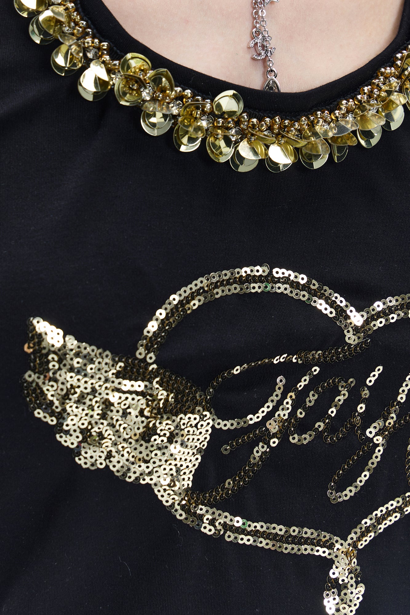 FAYCHUI Sequin Wing Halter Tank Top